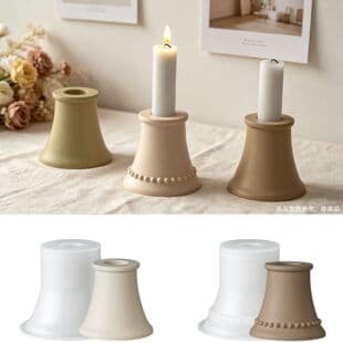 Ins Style Pearl Edge Candle Holder Silicone Mold DIY Aromatherapy Plaster Taper Candle Base Resin Mold