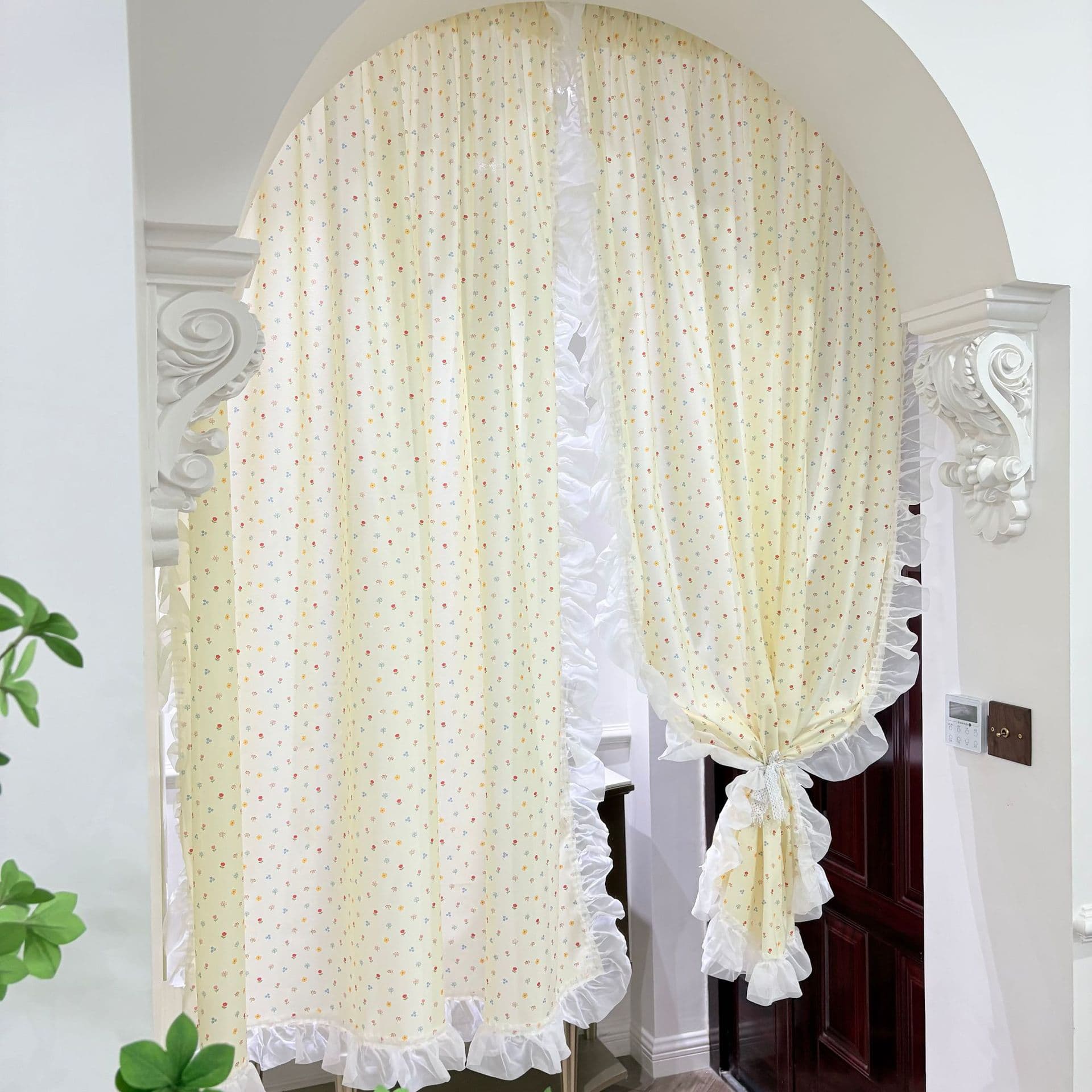 Ready-Made Curtain Door Curtain Girl Heart Student Dormitory No-Drill Decorative Curtain Half Curtain Blocking Curtain Bay Window Lace