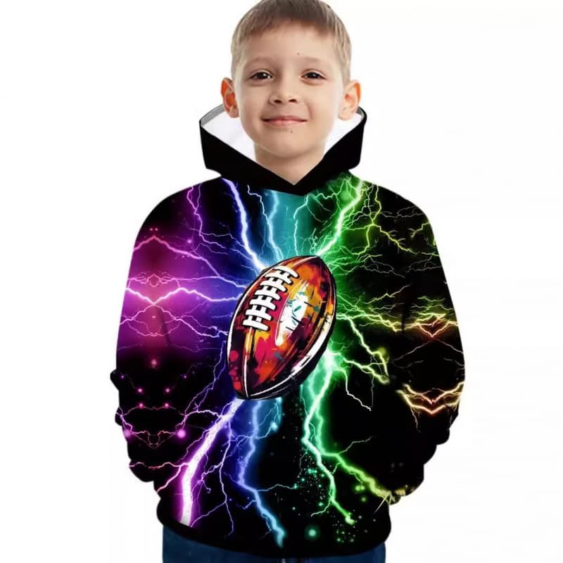 2024 Autumn New Boys Hoodie Long Sleeve Children's Casual Sportswear with Ball Print Hoodie RB05