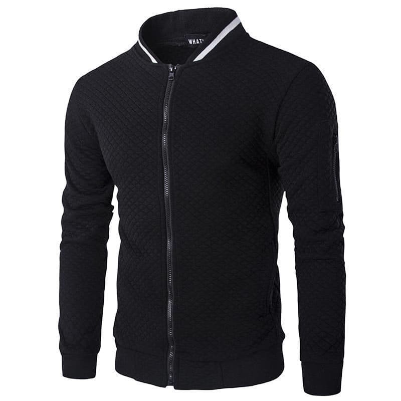 New cross-border men's fashion stand-up collar zip-up baseball jacket, solid color casual sports cardigan sweatshirt for men
