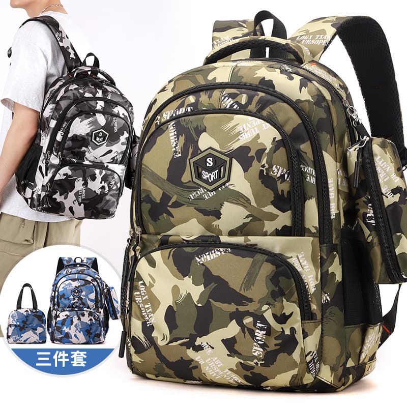 New Cross-Border Three-Piece Set School Backpack Student Backpack Campus Backpack Lunch Bag Three-in-One Bag Casual Backpack New Style