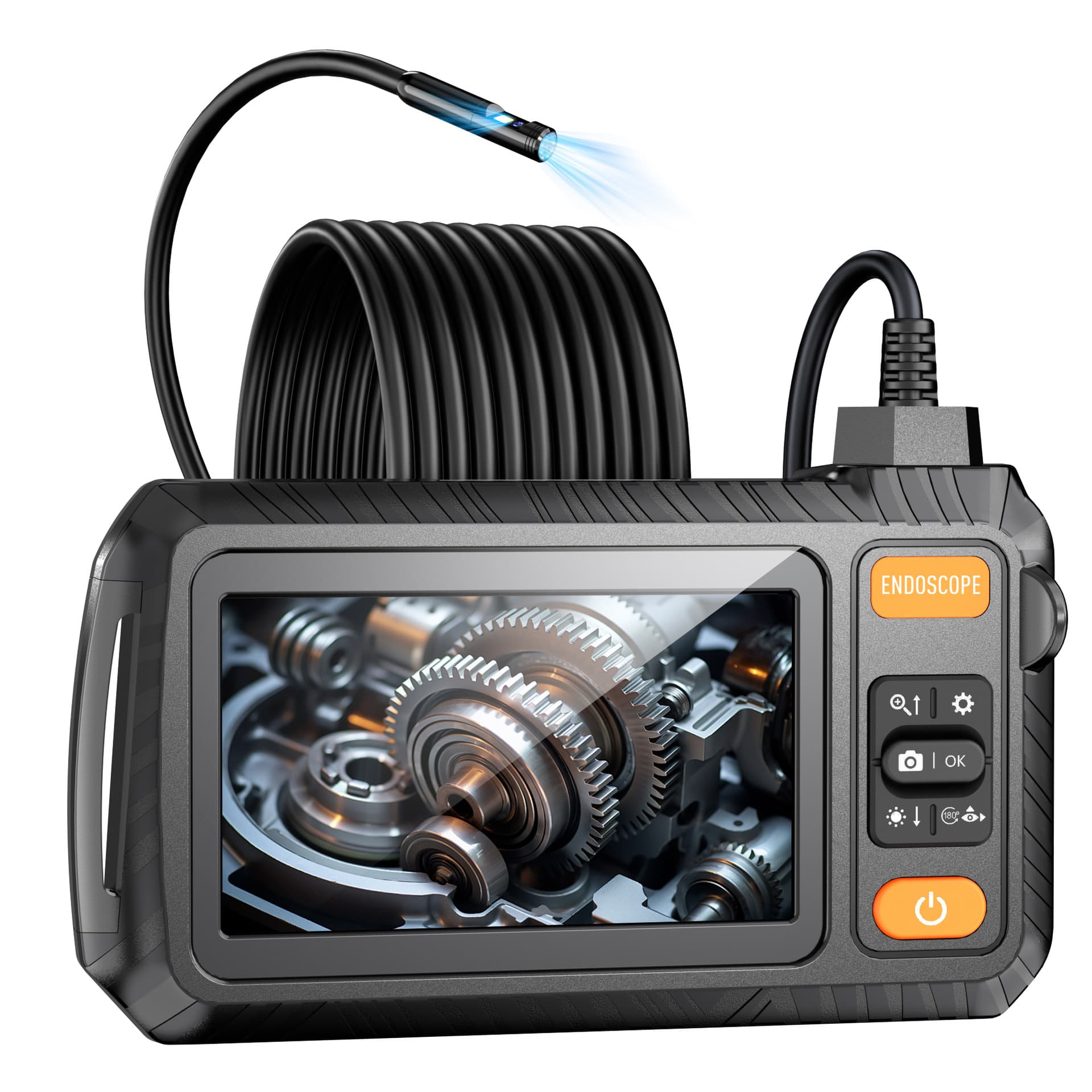 New Industrial Endoscope with HD 4.3-inch IPS Screen for Visual Inspection, Photo, and Video of AC, Automotive Engine, and Pipelines