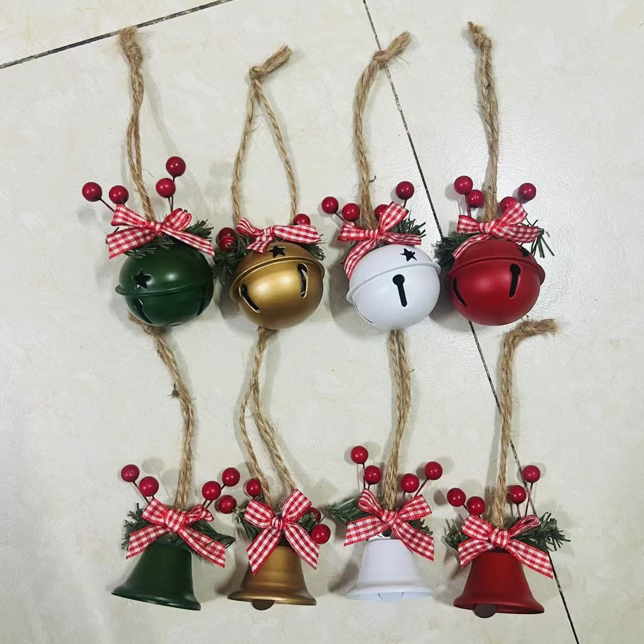 Amazon cross-border Christmas decoration Christmas tree pendants five-star snowflake bells twine berry accessories Christmas bells