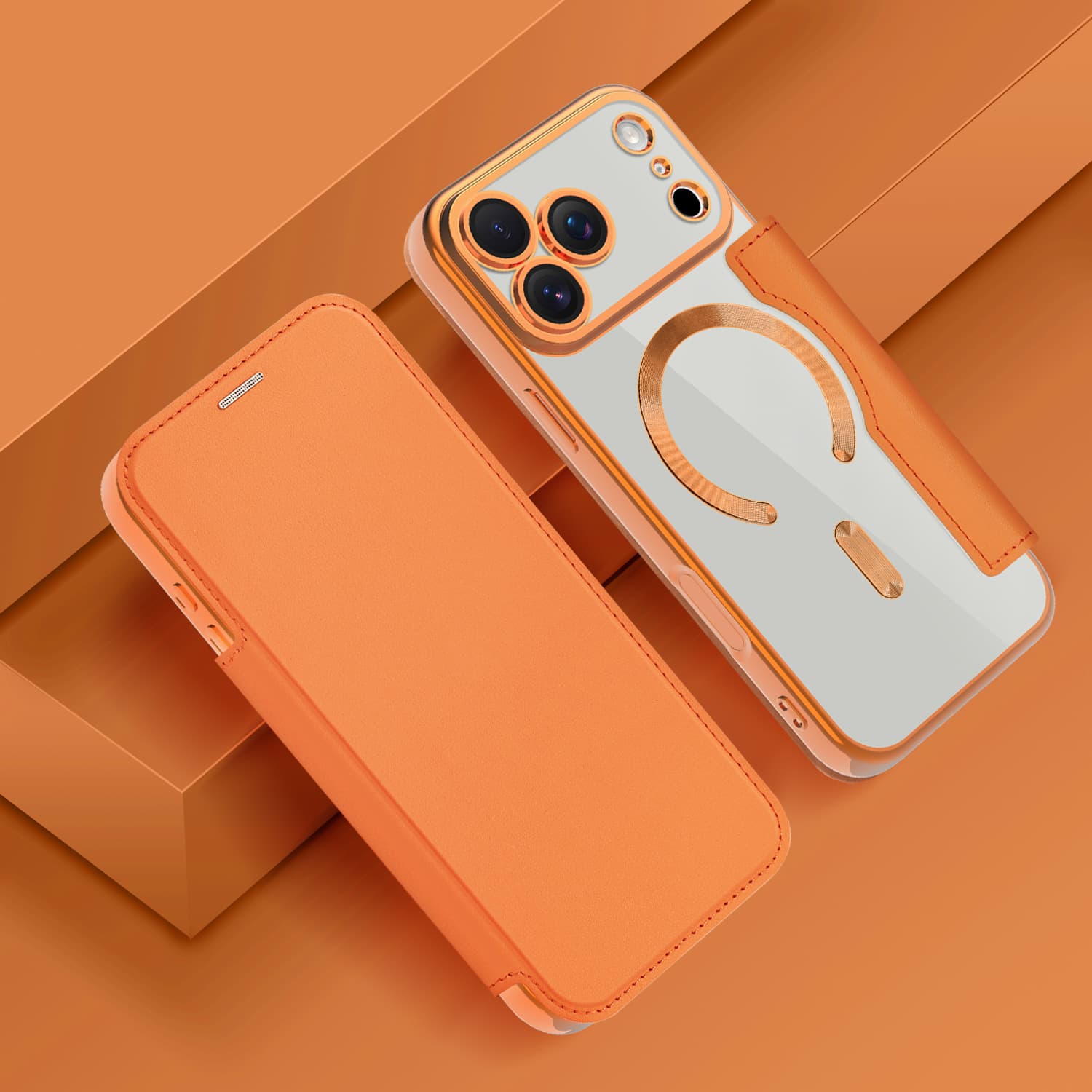 Compatible with new Apple 17 Pro Max case, Jindun magnetic flip shockproof stand, and 16 Pro Max protective case