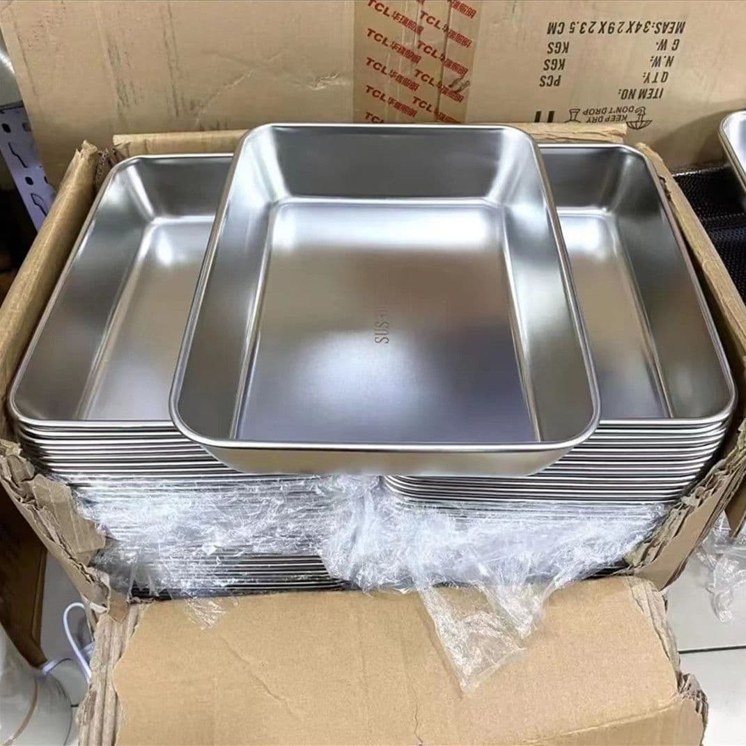 Wholesale Stainless Steel Towel Tray, Appetizer Plate, or Thick Flat Rectangular Dish for Marinated Foods