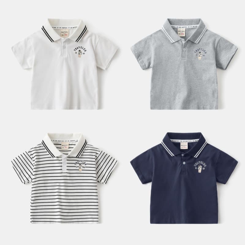 Wholesale Boys Short Sleeve Polo Shirt 2026 Summer Kids Top Turn-down Collar Short T Shirt Drop Shipping Fashion