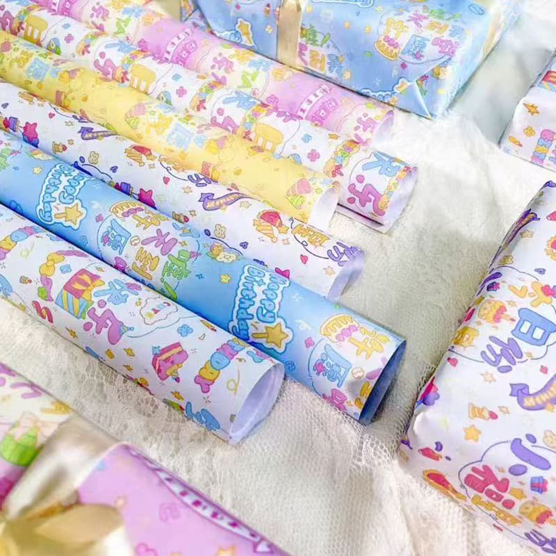 Peninsula Time birthday party series wrapping paper (three styles mixed, 120 pieces/box), not sold individually, gift wrapping paper