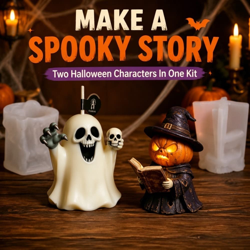 Halloween Ghost Pumpkin Wizard Silicone Mold Resin Scented Candle DIY Holiday Ornament Casting Mold