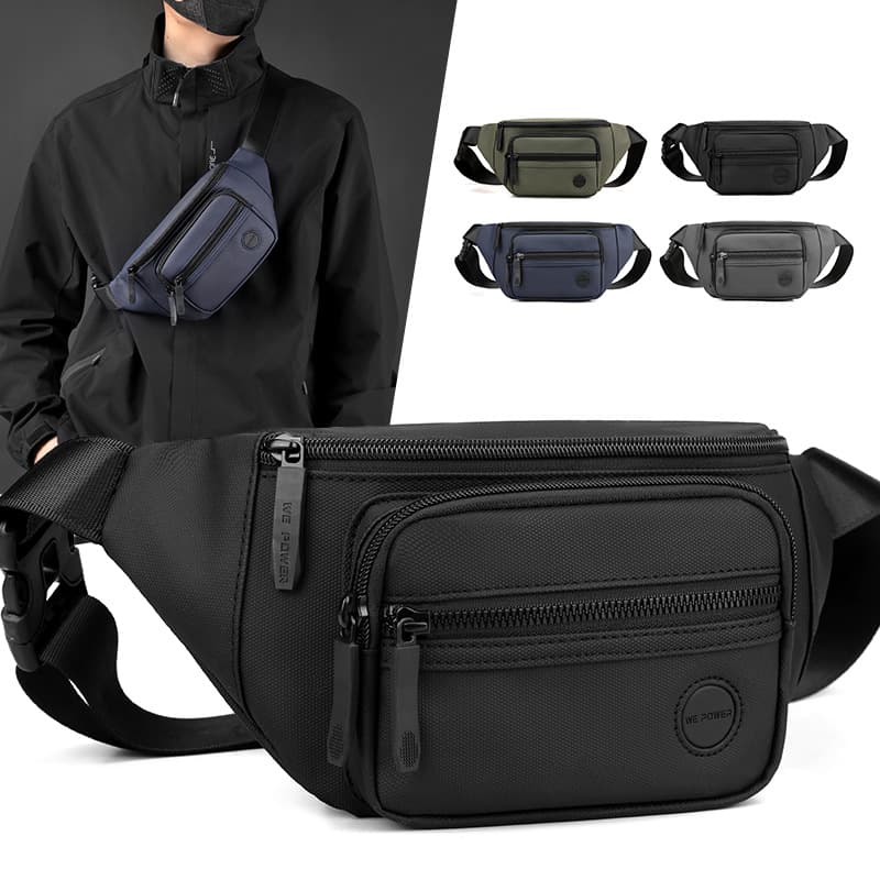 WEPOWER Men's Sports Outdoor Leisure Waist Bag Large Capacity Crossbody Single Shoulder Chest Bag Nylon Waterproof Bag