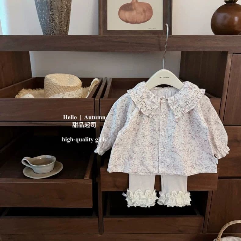 Baby girl Korean lace smash flower shirt leggings western style sweet suit other domestic first and second tier brands