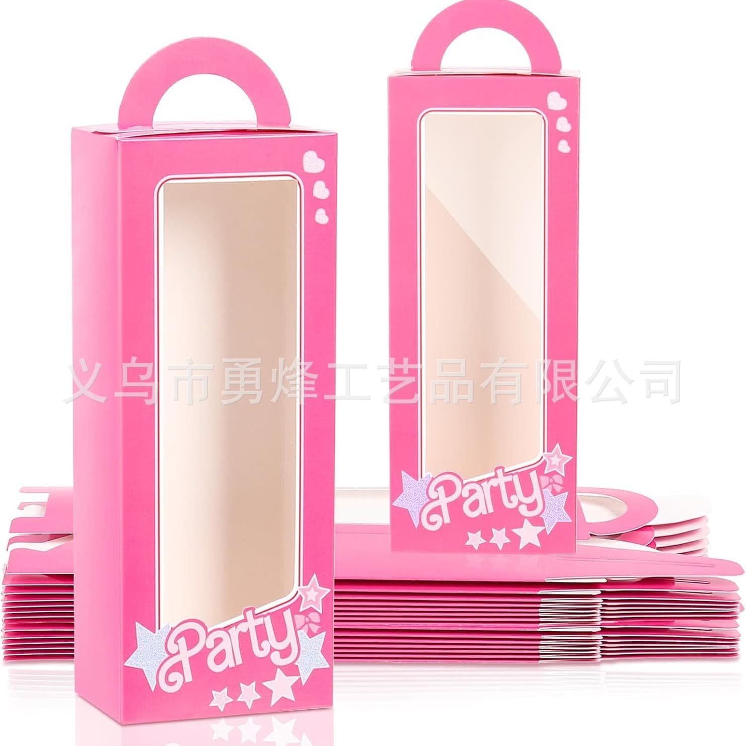 Pink Barbie Doll Themed Gift Box Transparent Window Handheld Candy Box Bride Single Party Paper For Girls