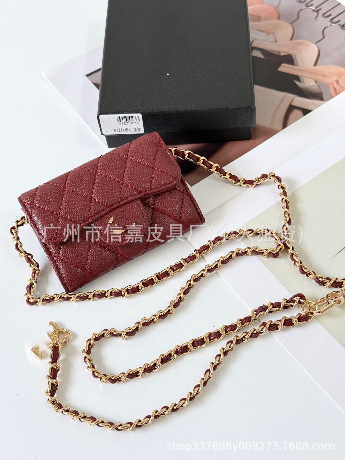 Cross-border bestseller Chanel-style mini bag evening bag, small CF genuine leather card holder coin purse, crossbody chain wallet
