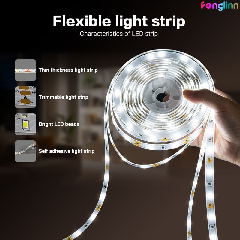fenglinn Motion Sensor LED Strip Light White Light Warm Light for Stairs Closet Kitchen Bedroom