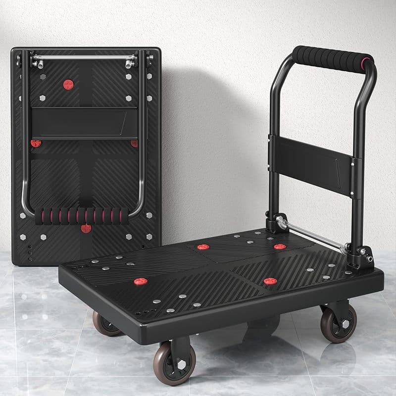 Household Heavy-Duty Flatbed Cart Four-Wheel Folding Hand Truck Moving and Transport Easy Handling Practical Foreign Trade Factory Wholesale