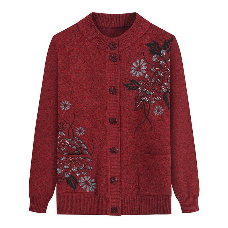 2025 New Middle-Aged and Elderly Women Knitted Base Shirt, Mid-Age Mom Style Autumn/Winter Long-Sleeve Sweater Export Top