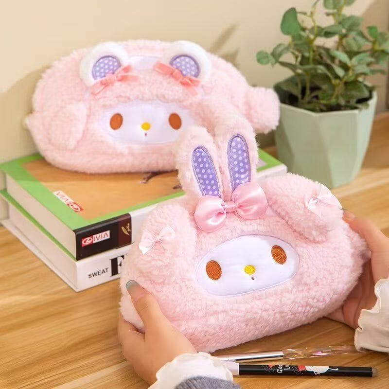 Cute Cartoon Stitch Plush Pencil Case Makeup Bag Large Capacity Student Stationery Storage Box Pencil Pouch