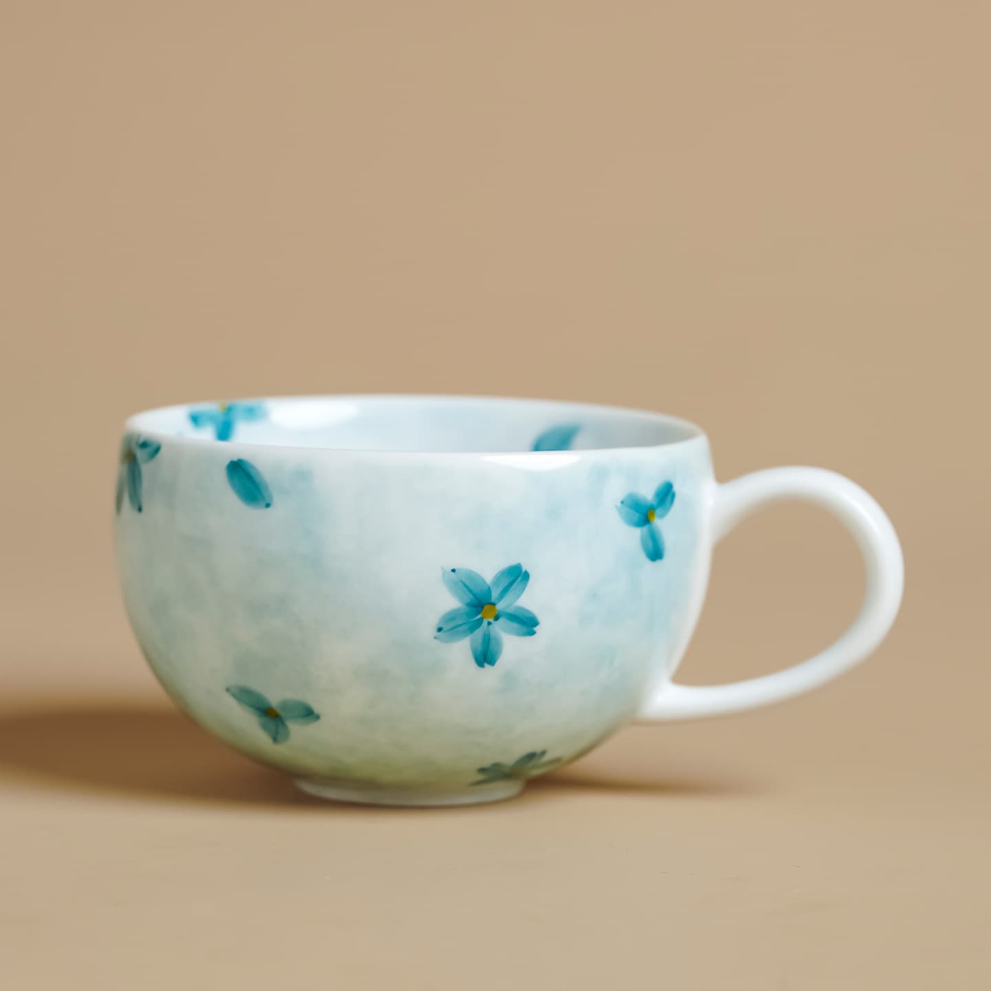Underglaze Hand-Painted Blue Flower Coffee Cup Flower Tea Cup Ceramic Personal Breakfast Cup Single Cup Tea Set Tea Cup