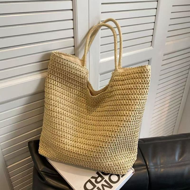 Foreign trade agency new straw woven bag large capacity shoulder woven bag summer seaside vacation beach bag women's bag