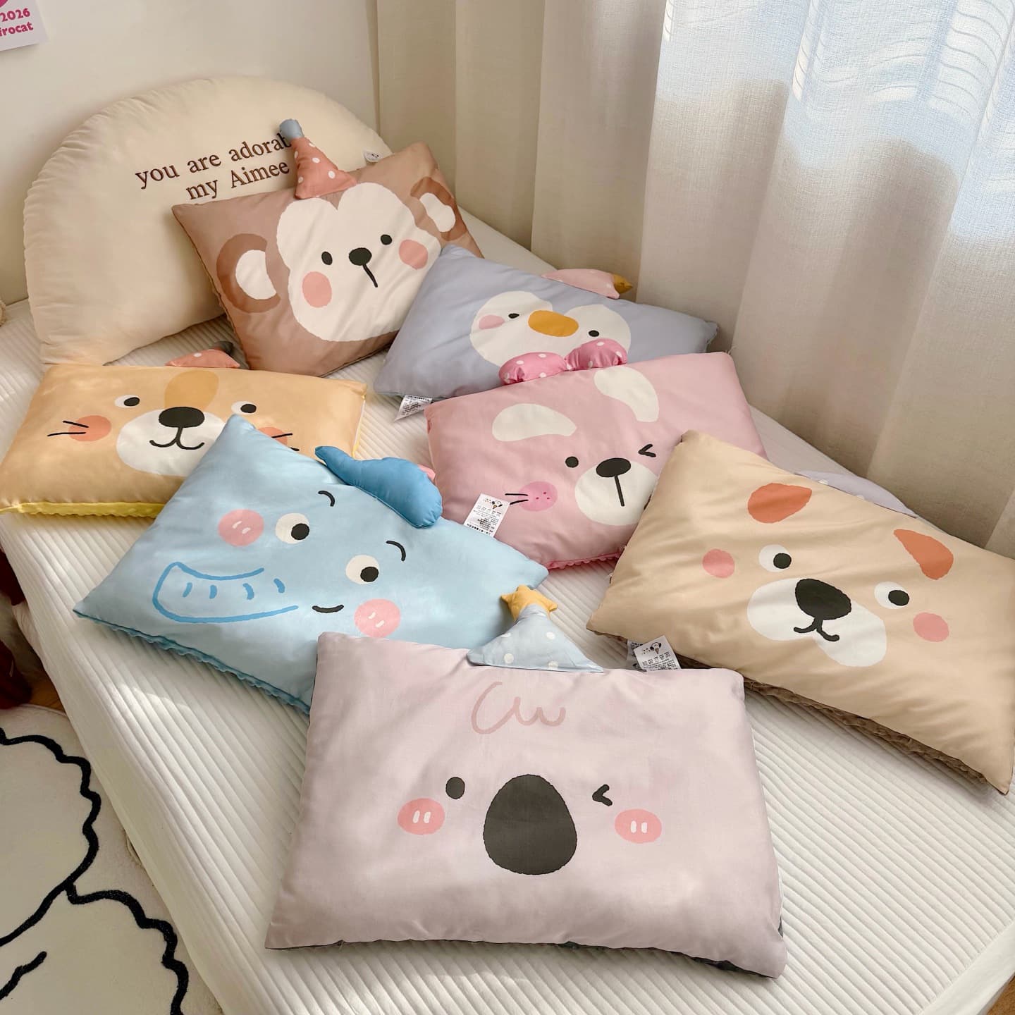 New Export Cute Cartoon Large Craft 3D Cotton Bean Pillow with Removable Cover for Kindergarten Children