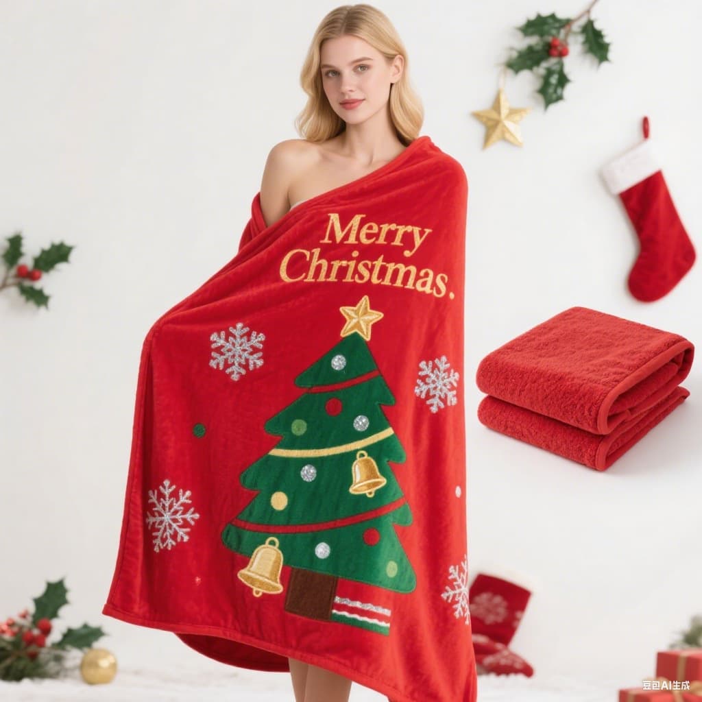 Cross-border Amazon exclusive flannel blanket, Christmas thickened digital print nap throw, sofa cover custom.
