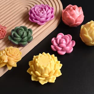 New Lotus Flower Mold Succulent Flower Candle Camellia Peony Plaster Decoration Silicone Mold