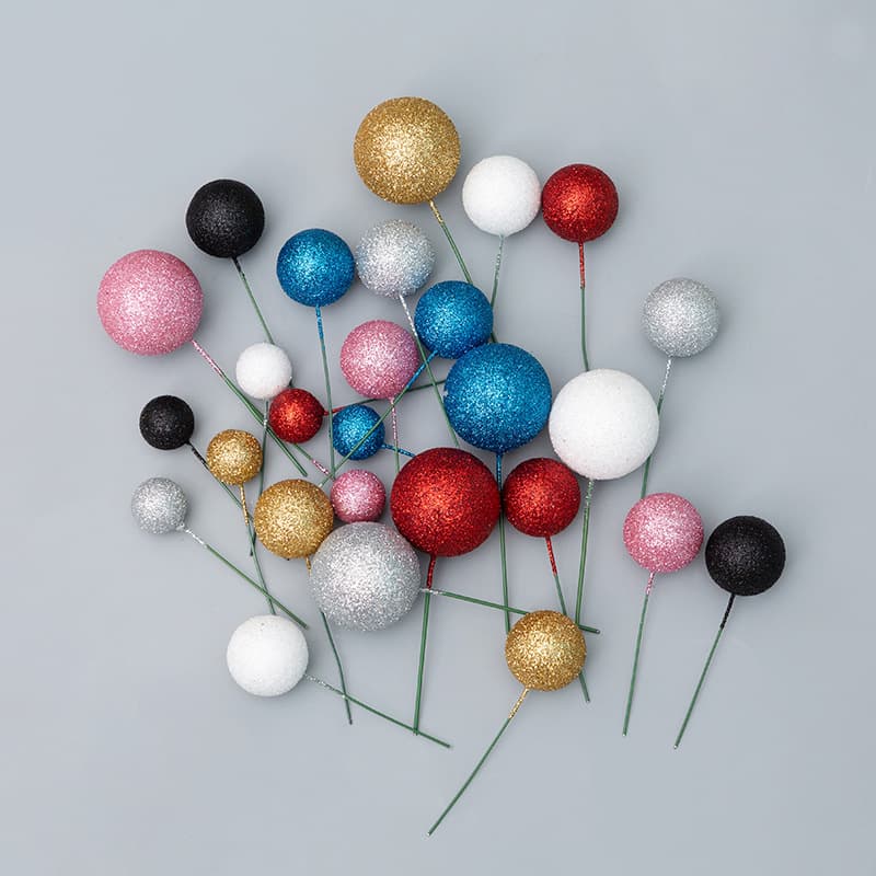 Cross-border Cake Decoration Ornament Baking Cake Insert Glitter Sparkle Gold Glitter Powder Foam Ball Round Ball Gold Ball