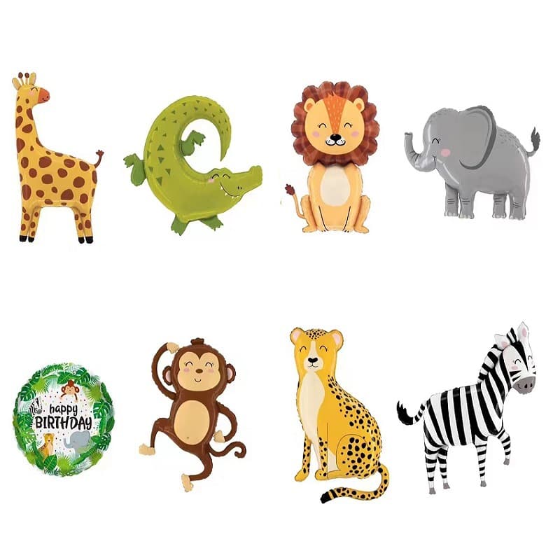 New Cross-border Forest Animal Giraffe Lion Theme Foil Balloon Birthday Party Decoration Supplies