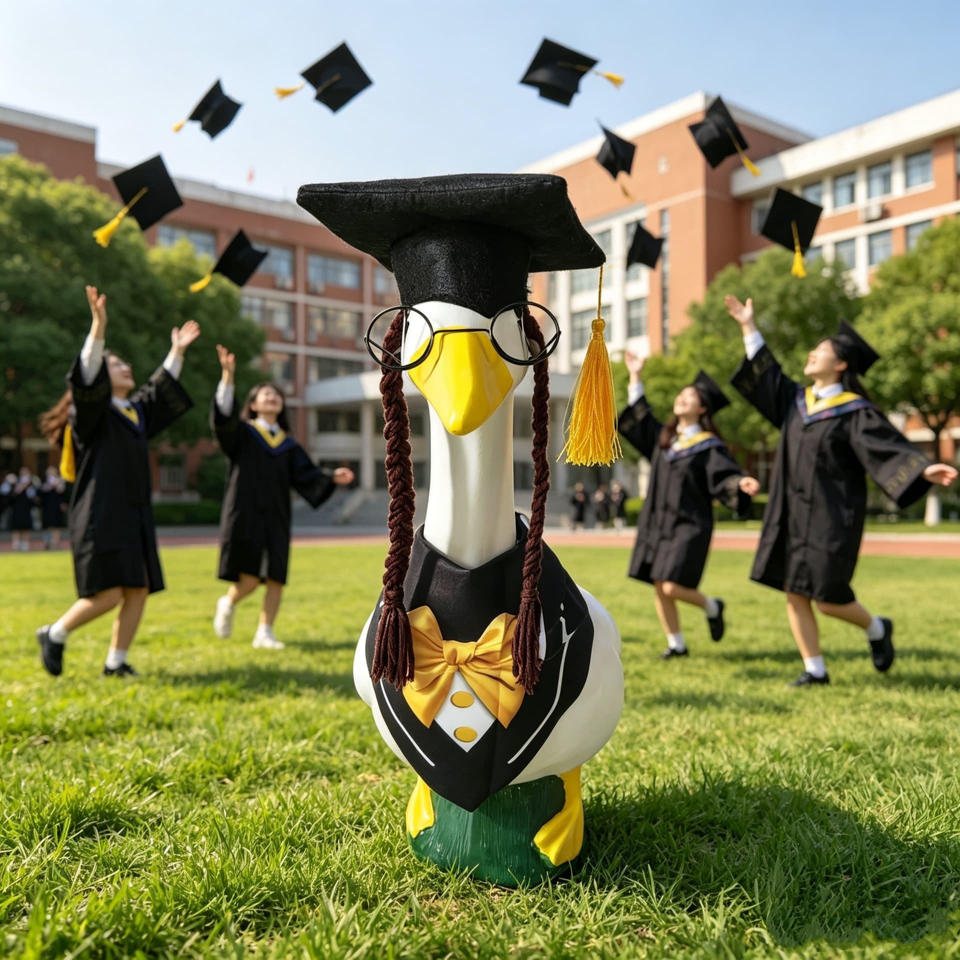 Amazon Cross-border New Graduation Season Porch Goose Outdoor Lawn Goose Doctor Hat Party Decoration Pet Bandana