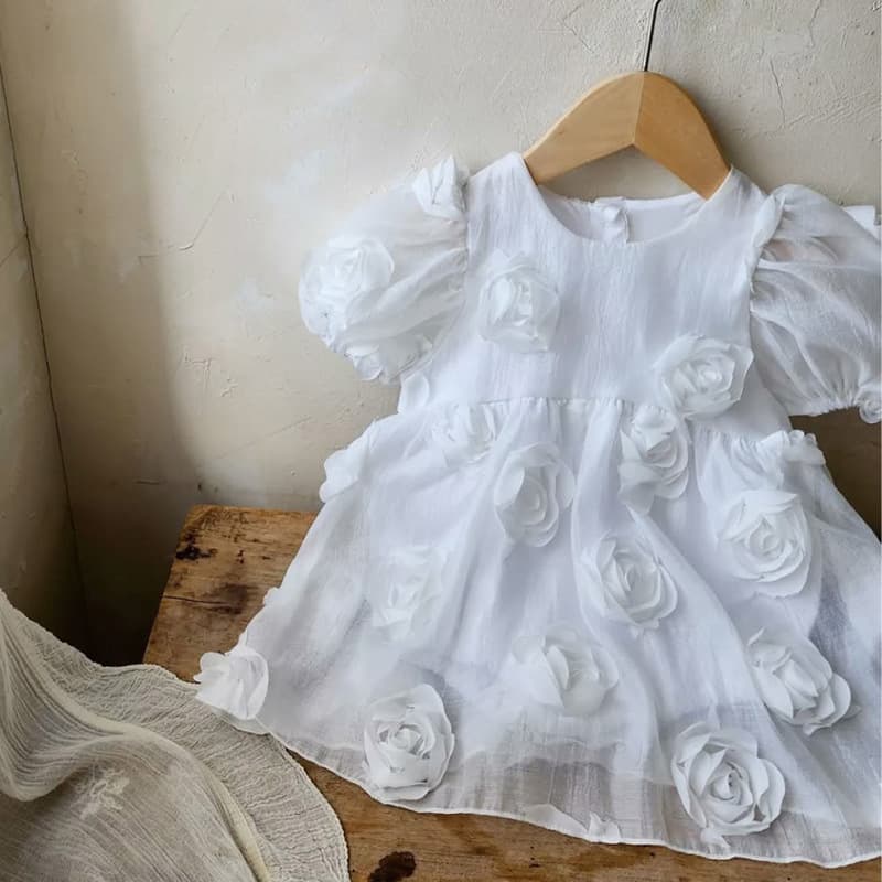 Baby girl three-dimensional rose flower princess skirt bag baby jumpsuit dress skirt girl skirt style summer clothes