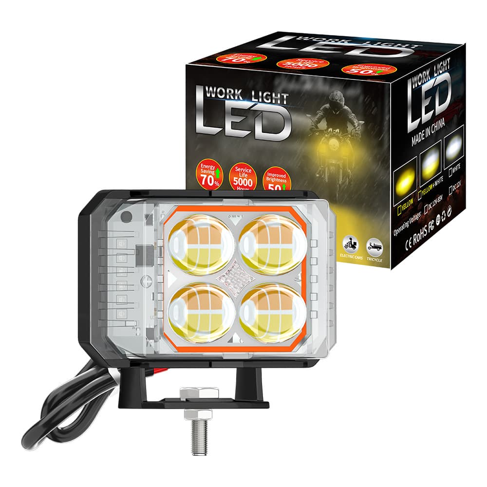 Three-Sided Four-Leaf Clover Motorcycle Light LED Electric Vehicle Light External Installation Motorcycle Modification Outdoor Waterproof Spotlight