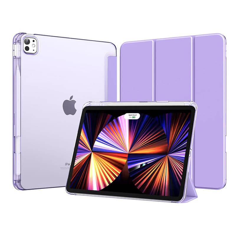 iPad Pro 11-inch Translucent Three-Fold Acrylic Tablet Case with Pencil Holder, iPad 11th Generation Protective Case, Drop-Proof