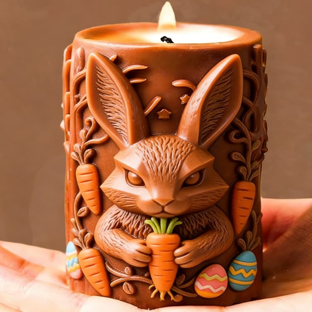 Cross-border Easter bunny candle silicone fondant mold cross long-ear rabbit candle mold plaster ornament gift
