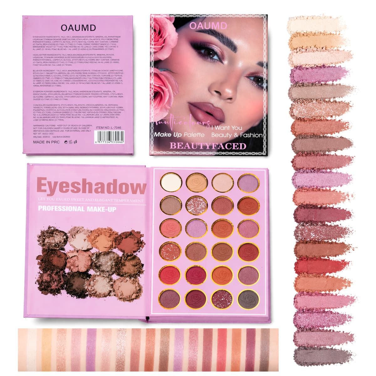 Export Exclusive Cross-Border 43-Color Makeup Book Eyeshadow Palette with Shimmer, Matte Blush, Contour, and Highlighter Set for Stage Makeup