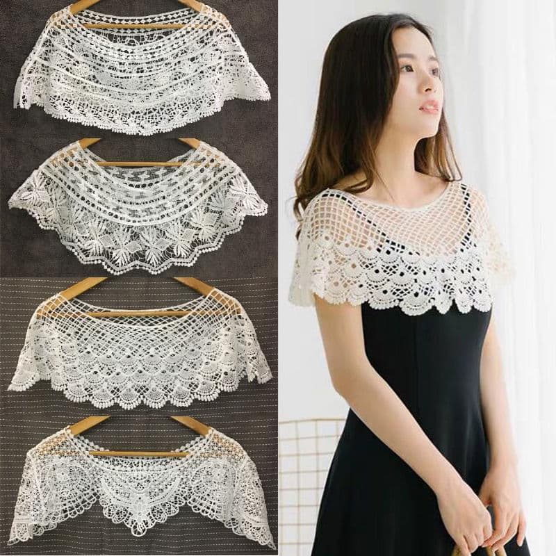 Small waistcoat for women's summer outer wear suspenders knitted hollow hook pattern lace versatile small shawl short coat blouse