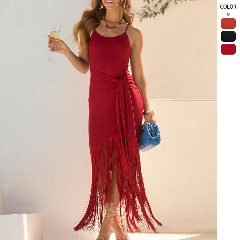 2026 spring European and American foreign trade new women's dress wish Amazon sexy deep V suspender slim dress