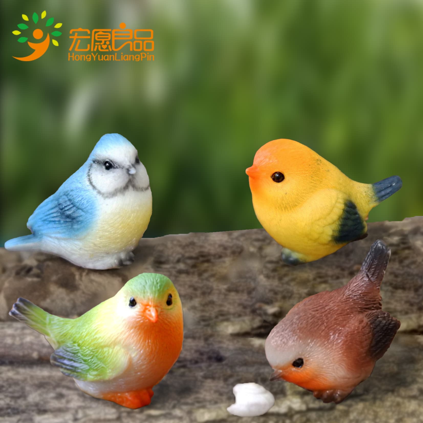 Bird resin crafts moss potted landscaping small ornaments succulent cartoon gardening decoration simulation sparrow accessories