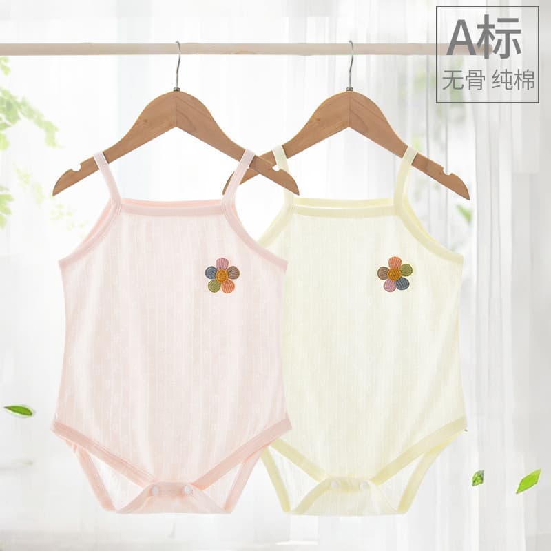 Baby Sling Bodysuit Summer Thin Bamboo Fiber Vest Onesie for Boys and Girls Summer Triangle Romper