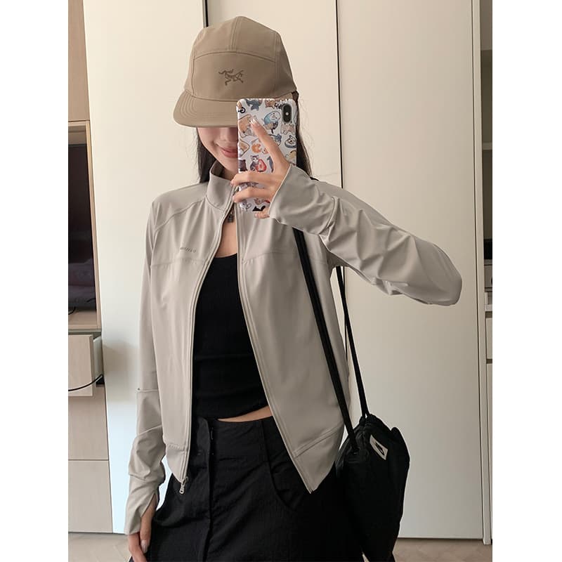 UPF50+ Sun Protection Jacket for Women Summer Sunshade Breathable Anti-UV Original Yarn Ice Silk Slim Draping Sunscreen Clothing