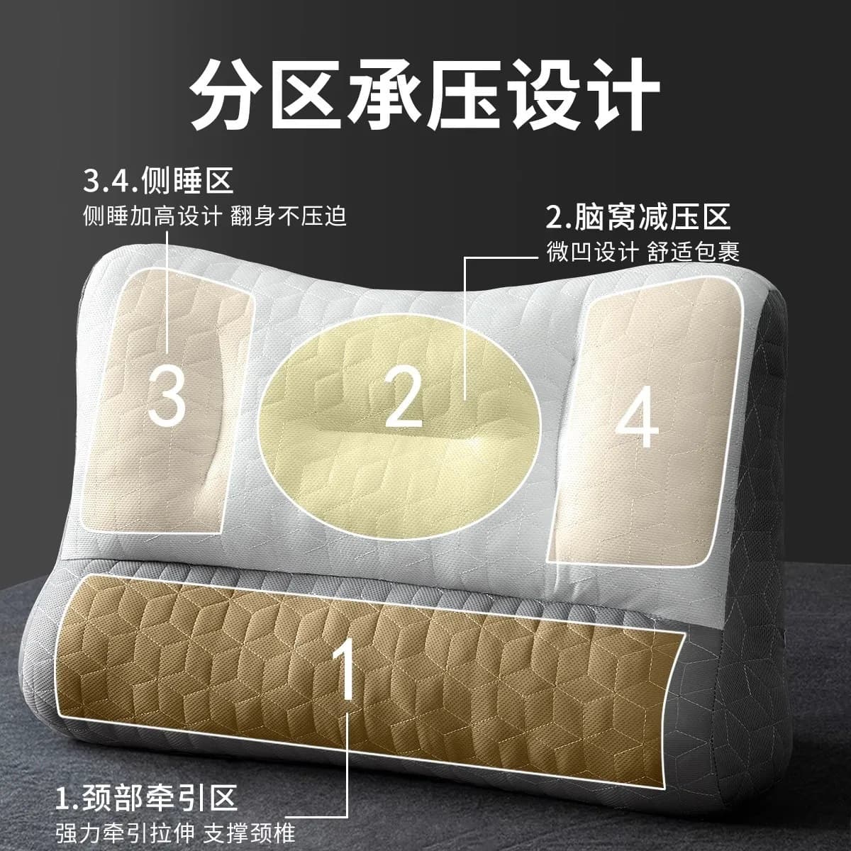 Cervical Pillow for Adults, Sleep Aid, Natural Latex Pillow Core, Pair of Anti-Traction Neck Support Pillows