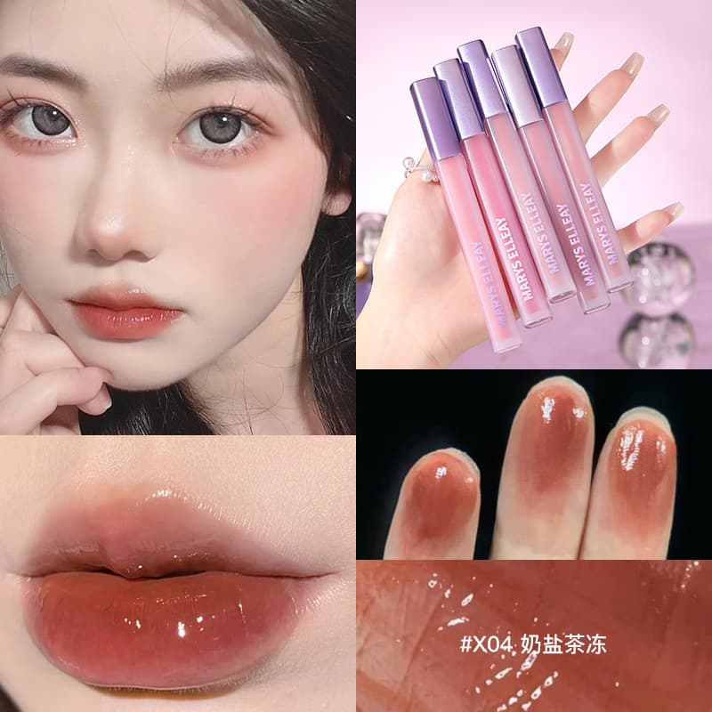 Mary Eli Mirror Water Gloss Lip Gloss Lip Color Natural Look Whitening Long-lasting Non-stick Cup Non-fading Waterproof Moisturizing