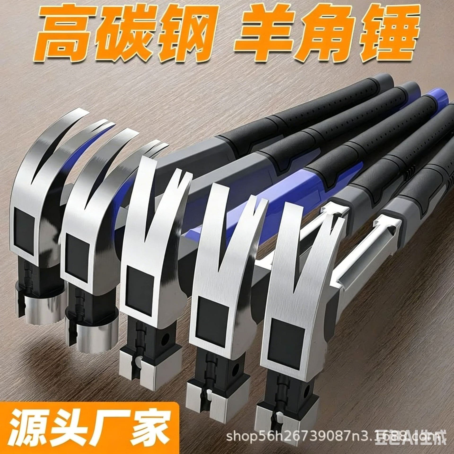 Multi-function Hammer Claw Hammer with Dual V Nail Puller, Magnetic Steel Handle, High Carbon Steel, Shockproof