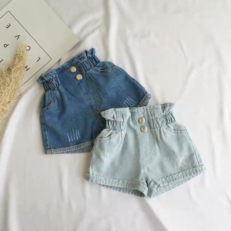 Girls' shorts, jeans, summer clothes, high-waisted buds, baby thin, children's fashionable children's loose hot pants