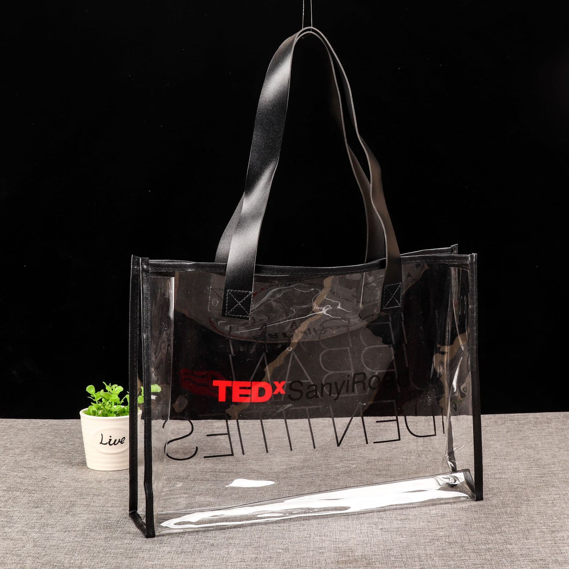 Beach PVC Shoulder Bag with Logo Design, Jelly Color Transparent Swim Bag, Large Capacity Travel Tote