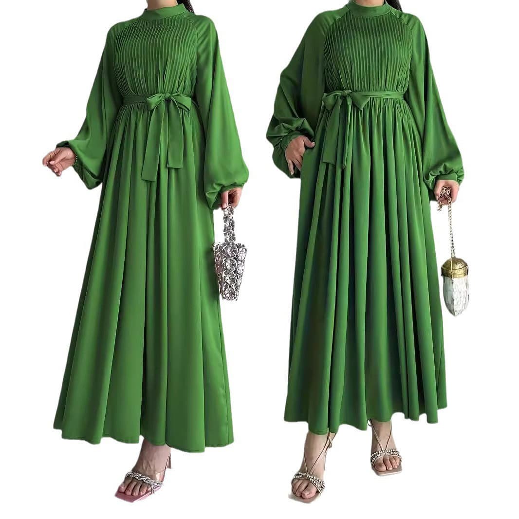 M2697 Amazon cross-border women's ethnic style solid color long fashionable dress