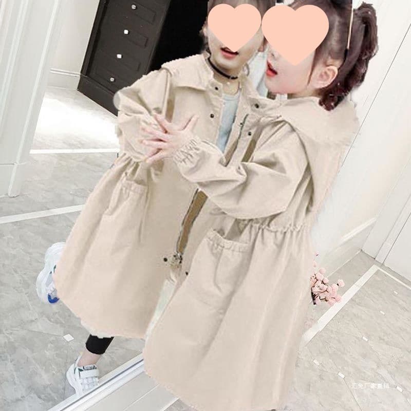 Girls' trench coat, spring and autumn style, mid-length, winter wear for older children, padded, Korean style, fashionable and trendy.