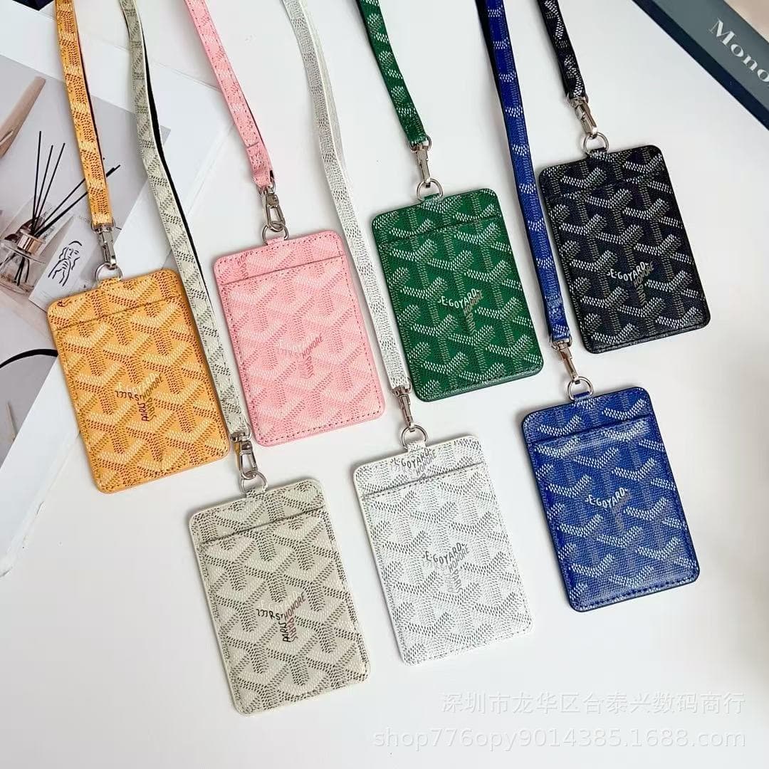 Premium Brand Dog Tooth Card Holder, Work ID Card Case, Business Card Holder with Lanyard, Neck Card Holder, ID Wallet, Student Card Purse for Women
