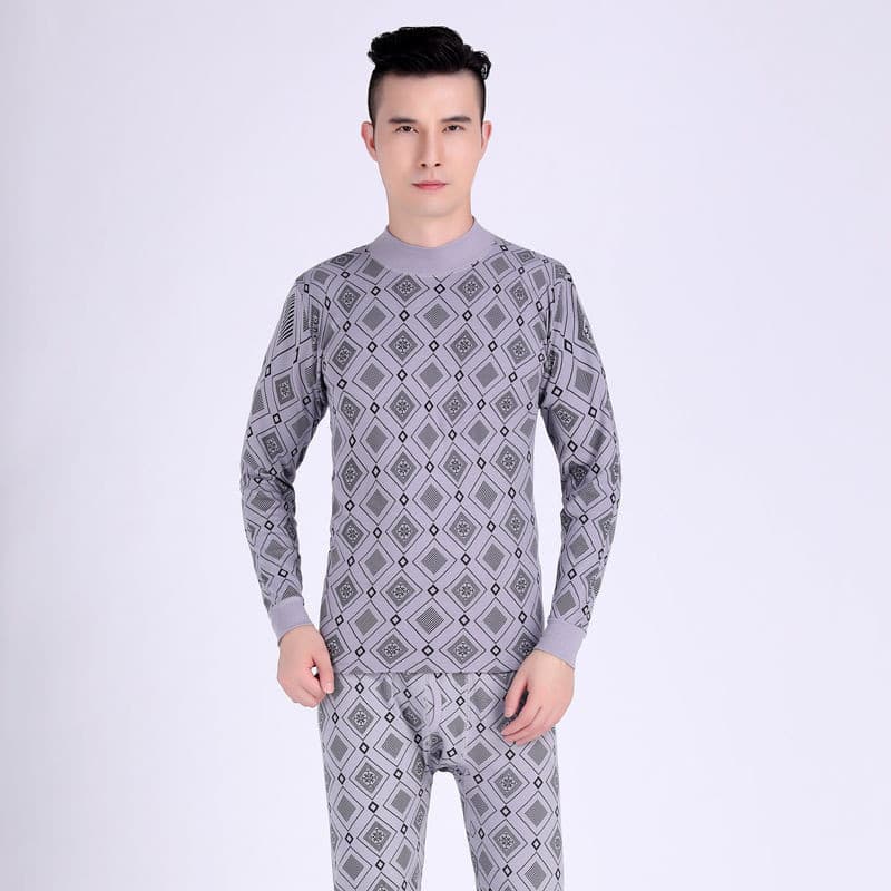 Spring and Autumn Men's Thermal Underwear, Middle-Aged and Elderly Men's Autumn Shirt, Stretch Round Neck Layering Top, Men's Cotton Sweater, Street Stall