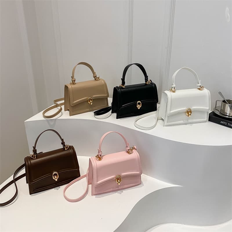 Textured Fashion Casual Commuter Trendy Lock Buckle 2025 Summer New Retro Simple Shoulder Crossbody Small Square Bag for Women