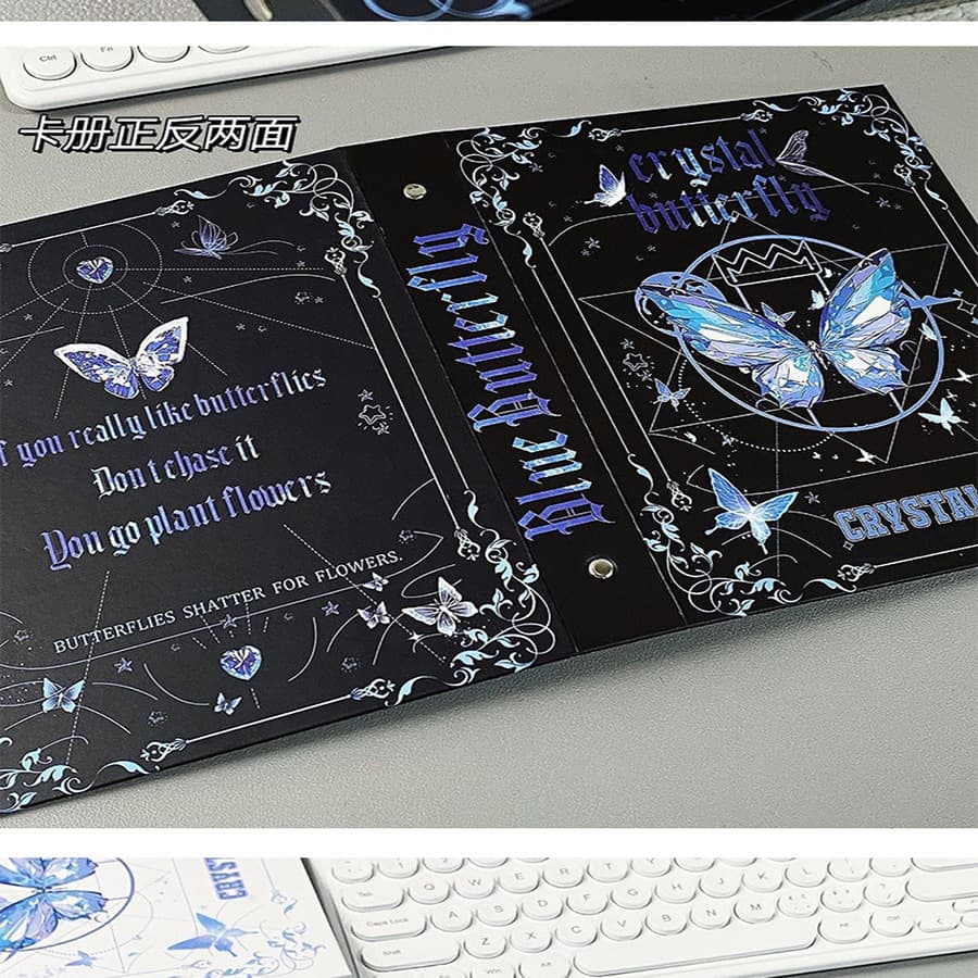 Large A5 Iridescent Butterfly Ins Card Album Refillable Four-grid Cover Star-chasing Card Storage Waterproof Reinforced