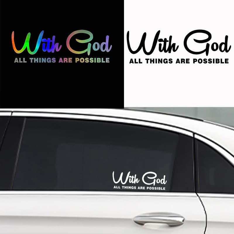 Cross-border Foreign Trade Car Sticker With God All Things Are Possible English Letter Body Sticker
